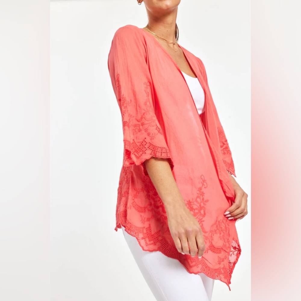 K79. Coral Lace Kimono size L